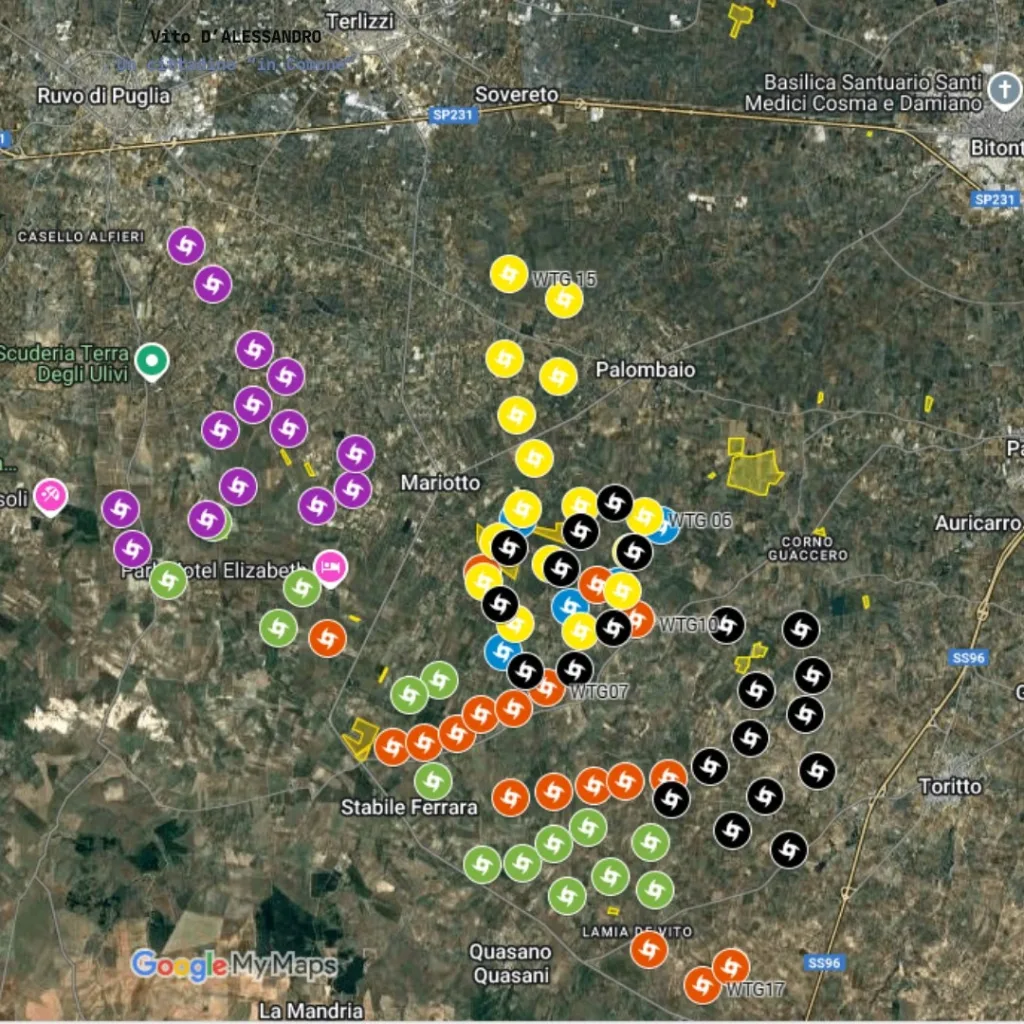 Mappa progetti turbine Bitonto